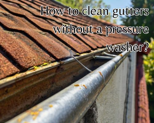 Dirty roof guttering in need for cleaning